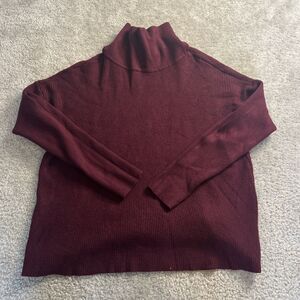 Devotion by Cyrus Basic Burgundy Turtleneck Sweater Womens Large Maroon